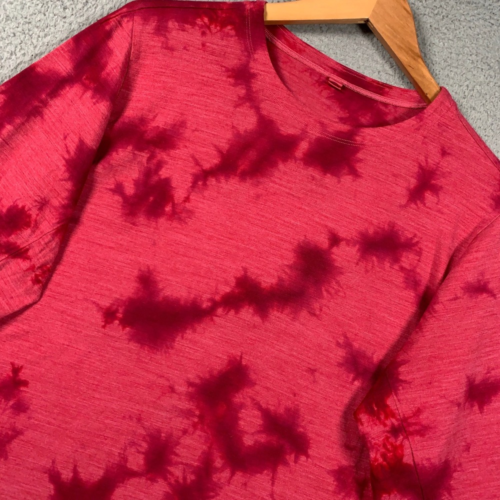 Lululemon Lab Wool Blend Shirt Men's Medium M Red Tie Dye Active Crew Baselayer